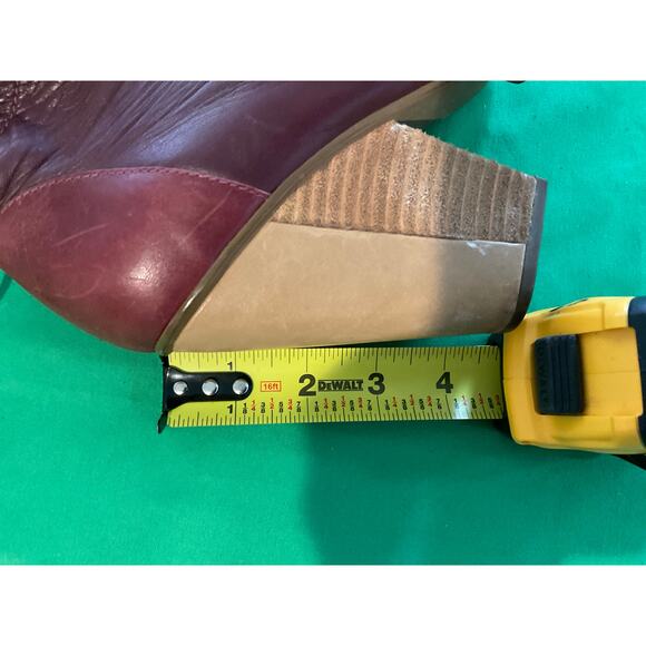 Timo Weiland for Tsubo Burgundy Leather kiltie fringe Platform Ankle boots 6 - Picture 9 of 13